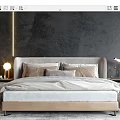 Modern Double Bed With Plush Pillows And Bedside Lamps In Elegant Bedroom