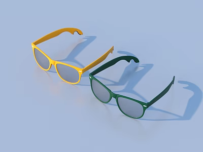 Stylish Yellow And Green Sunglasses On Light Blue Background For Daily Use 3d model