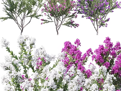 Colorful Artificial Flower Decorative Ornament Set with Green Foliage and Assorted Colored Petals 3d model