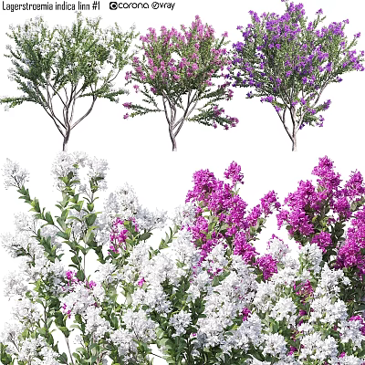 Colorful Artificial Flower Decorative Ornament Set with Green Foliage and Assorted Colored Petals 3d model