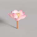 Beautiful Pink Lotus Lantern With Yellow Stamen And Orange Stem Design