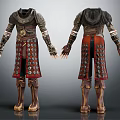 Detailed Character Costume Design Front Back View With Decorative Patterns And Armor Elements