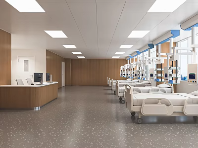 Modern Hospital Outpatient Clinic Interior Design With Reception Desk And Medical Facilities 3d model