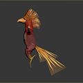 Vibrant Red and Orange Phoenix with Spread Wings in Detailed 3D Rendering 3d model
