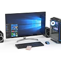 Modern Desktop Computer Setup With Large Monitor RGB PC Case Keyboard Mouse And Speakers
