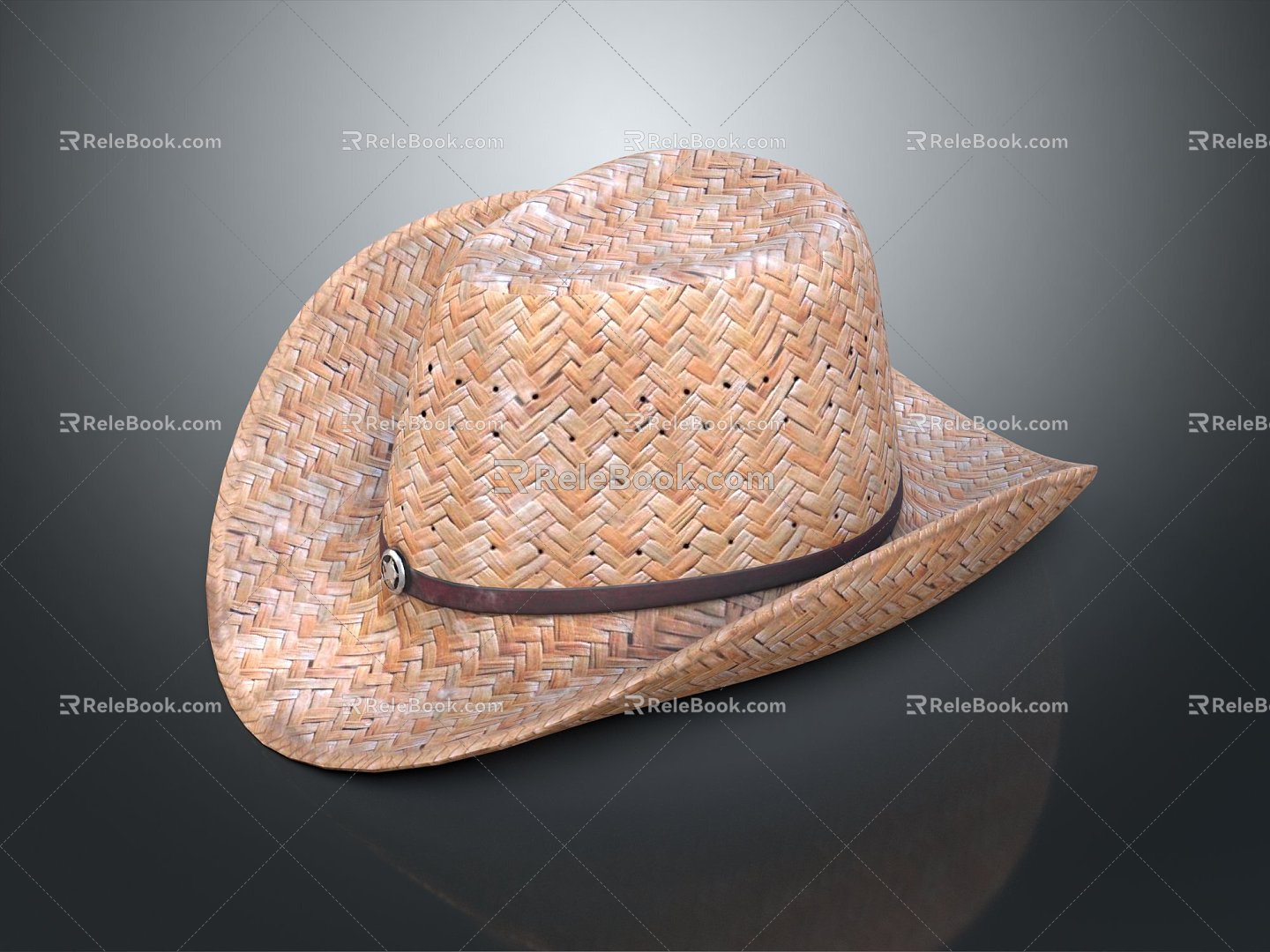 Modern Hat Western Denim Straw Hat Denim Women's Hat Denim Straw Hat Cowboy Hat 3d model