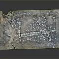 Ancient Archaeological Site Floor With Broken Tiles And Moss Growth