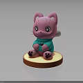 Adorable Decorative Furniture With Pink Cat Design Blue Outfit And Brown Beige Base
