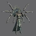 Multi Armed Mythical Character With Mechanical Armor And Halo Back Structure 3d model