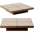 Natural Wood Coffee Table With Square Panel Design For Living Room Decor