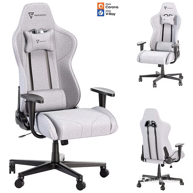 Gray Ergonomic Modern Home Office Desk and Chair Set With Comfortable Swivel Chair 3d model 