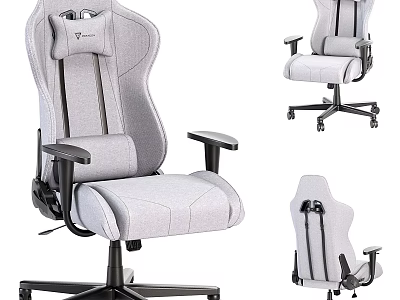 Gray Ergonomic Modern Home Office Desk and Chair Set With Comfortable Swivel Chair 3d model