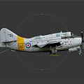 Vintage Propeller Aircraft Model With White Yellow Stripes And Blue Red Roundels On Display Stand