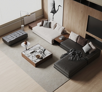 Modern sofa coffee table combination 3d model