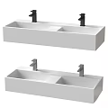 Modern White Double Basin Bathroom Sink Design With Stylish Faucets