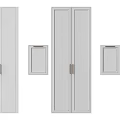 Sleek Light Gray Wardrobe Doors With Brushed Brass Handles And Small Panels 3d model