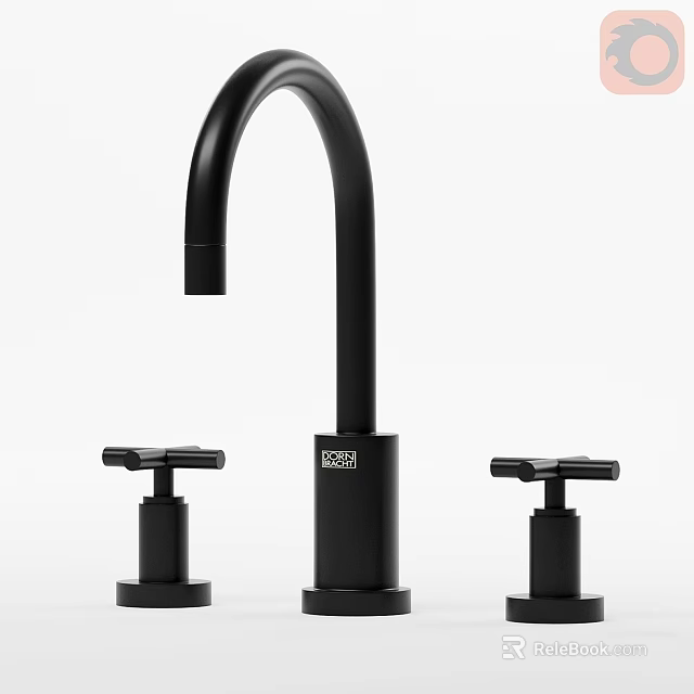 Matte Black ROHL Two Handle Faucet For Modern Bathroom Interior 3d model