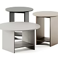 Coffee Table Side Table Combination Coffee Table Round Table Side Table Minimalist Cream 3d model