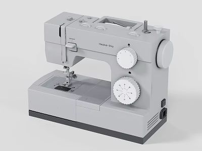 Modern Gray Sewing Machine With Control Knobs And Stable Base 3d model
