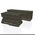 Modern Textured Stone Benches As Decorative Elements In Contemporary Outdoor Setting 3d model