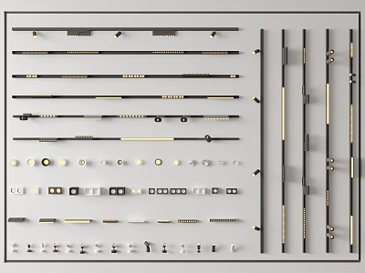 Various Styles Downlights And Spotlights With Black White Gold Options And Installation Components 3d model