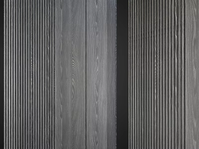 Modern Elegant Wooden Wall Paneling With Vertical Gray Textured Slats Design 3d model