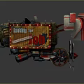 Steampunk Flying Vehicle With CornDog 500 Golden Red Propellers And Wings