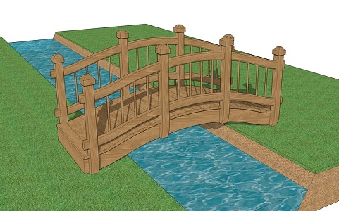 wooden arch bridge 3d model