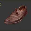 Brown Leather Shoes With Lace Up Design Shiny Upper And Dark Sole