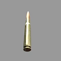 Isolated Brass Tipped Green Shell Bullet as Military Weapon Ammunition Component