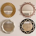 Decorative Round Mirrors With Gold Pink White Black Frames For Wall Decor 3d model