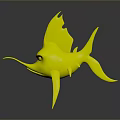 Blue Swordfish Cartoon Character With Long Bill Prominent Fin And Expressive Eyes