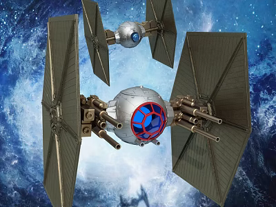 Star Wars TIE Fighter Doll Detailed Wing Structure Cockpit And Weapon Features Space Scene 3d model