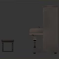 Classical Dark Brown Wooden Piano With Red Upholstered Stool And Carved Legs