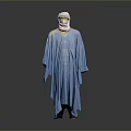 Traditional Blue Embroidered Robe With White Headscarf Daily Wear Clothing