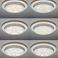 Modern Round Ceiling Lights With Flower Carved Patterns White Frame Gold Trim LED 3d model