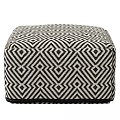 Modern Upholstered Ottoman With Black And White Geometric Diamond Pattern Design 3d model