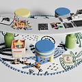 Modern Children's Table and Chair Toy Table Learning Desk Lego Building Blocks Toys 3d model