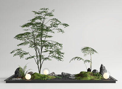 Courtyard sketch landscape plant pile landscape tree plant combination micro landscape 3d model