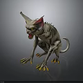Fantasy Creature Character With Large Ears Sharp Fangs Yellow Claws And Gray Skin