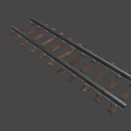 Strong Train Railway Track With Wooden Sleepers And Metal Rails