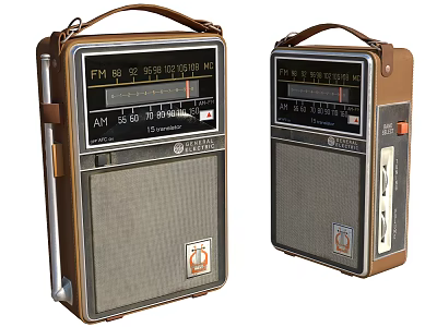 Vintage Radio Speaker With FM AM Band Leather Handle And Retro Design Classic Style 3d model