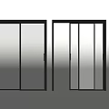 Modern Black Framed Glass Sliding Doors Open and Closed Design 3d model