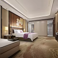 Elegant Modern Hotel Guest Room Interior Design With Sofa Coffee Table TV And Work Desk