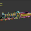 Yellow Steam Train Model With Black Chimney Red Wheels And Carriage Design