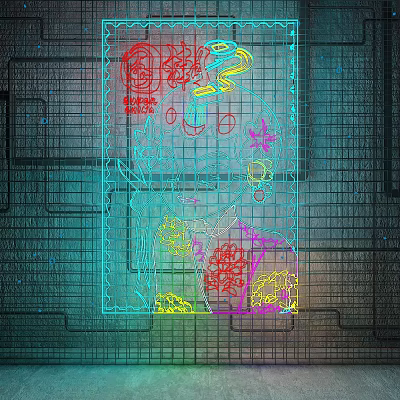 Industrial LOFT decorative lights neon national tide lights 3d model