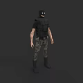 Game And Movie Character With Black Balaclava Blue Eyes Bulletproof Vest Camouflage Pants Black Boots