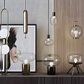 Modern Lighting Combinations With Glass Pendant And Metal Table Lamps For Interior Decor