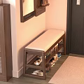 Entryway Wooden Shoe Bench With Cushioned Seat And Storage For Shoes Wall Hooks For Bags Coats