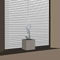 Curved Blue Glass Sculpture with Twisted Form on White Cube Base by Window Blinds